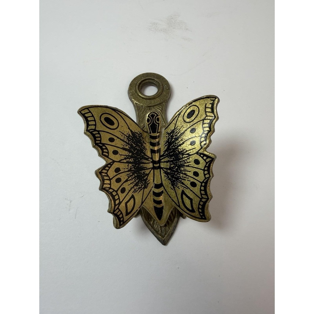 Allied Brass Butterfly MCM Clip Wall Hanging Mail Paper Note Holder Vintage